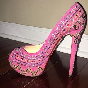 CHRISTIAN LOUBOUTIN - PINK BOLLYWOOD CRYSTAL PUMPS